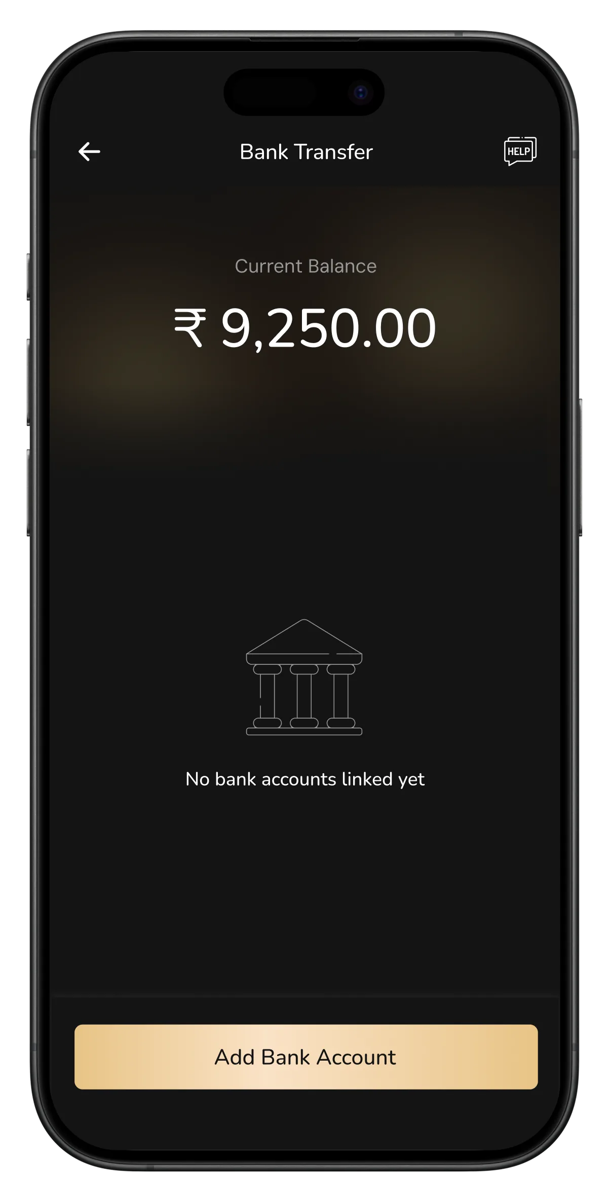 Bank Transfer (no account added)