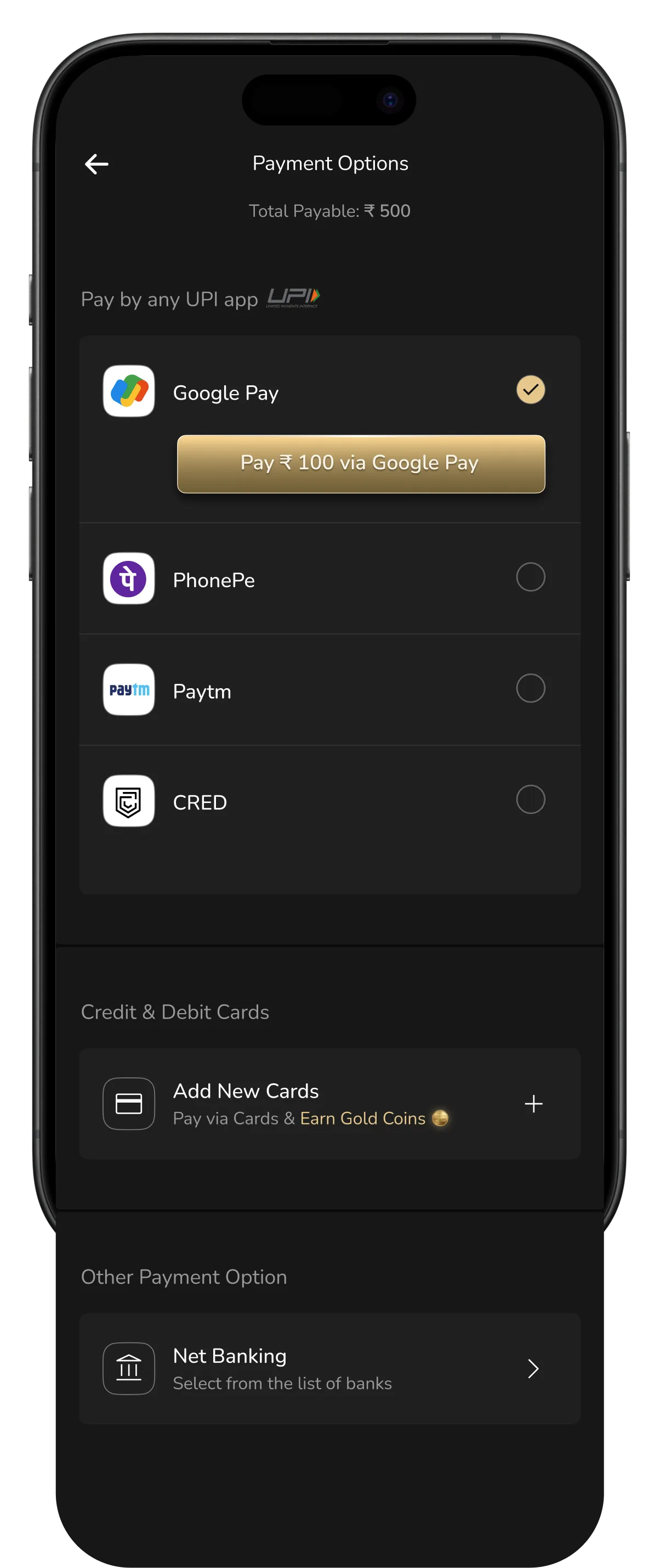 Select UPI app