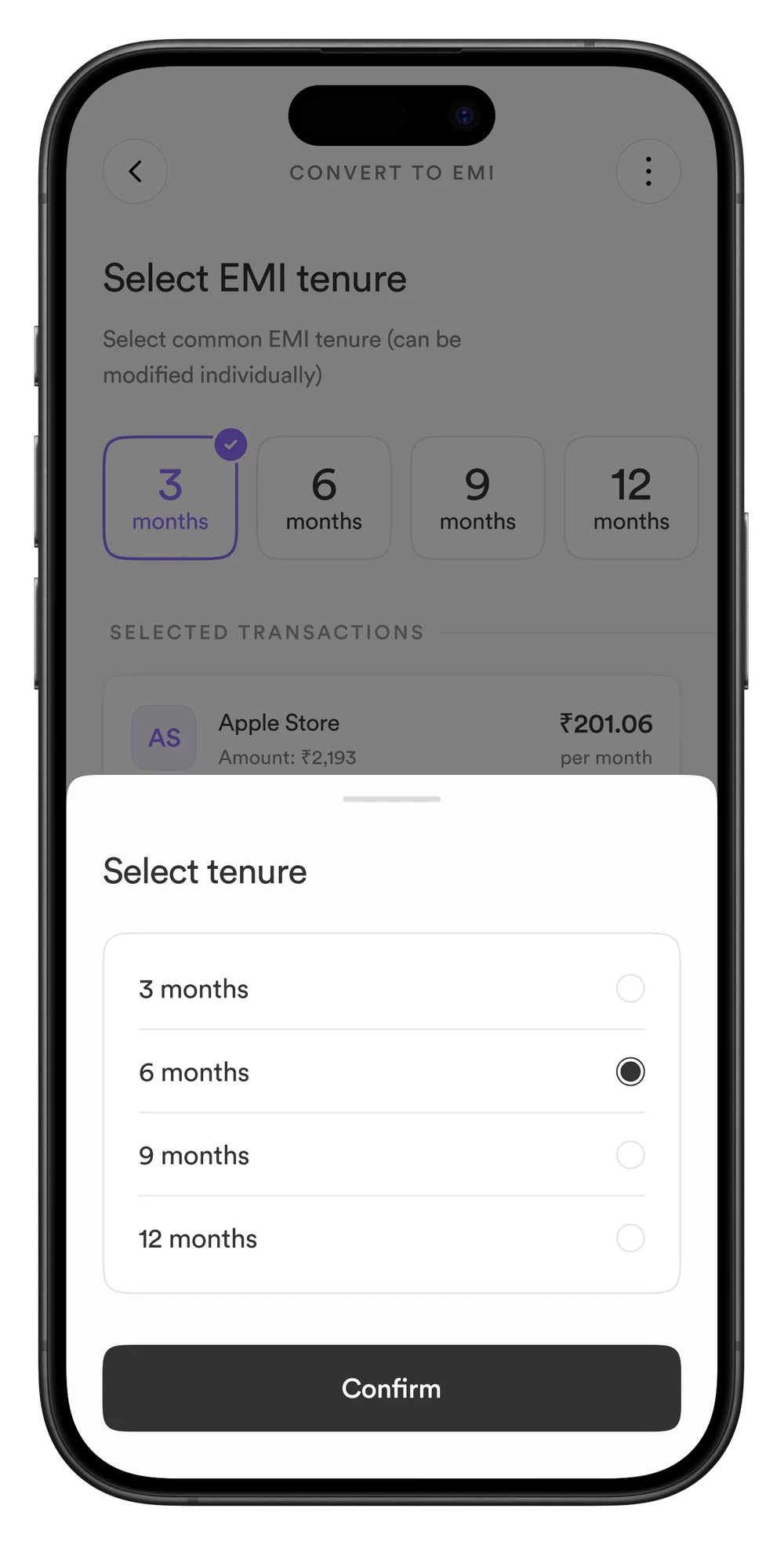 Customise tenure — select